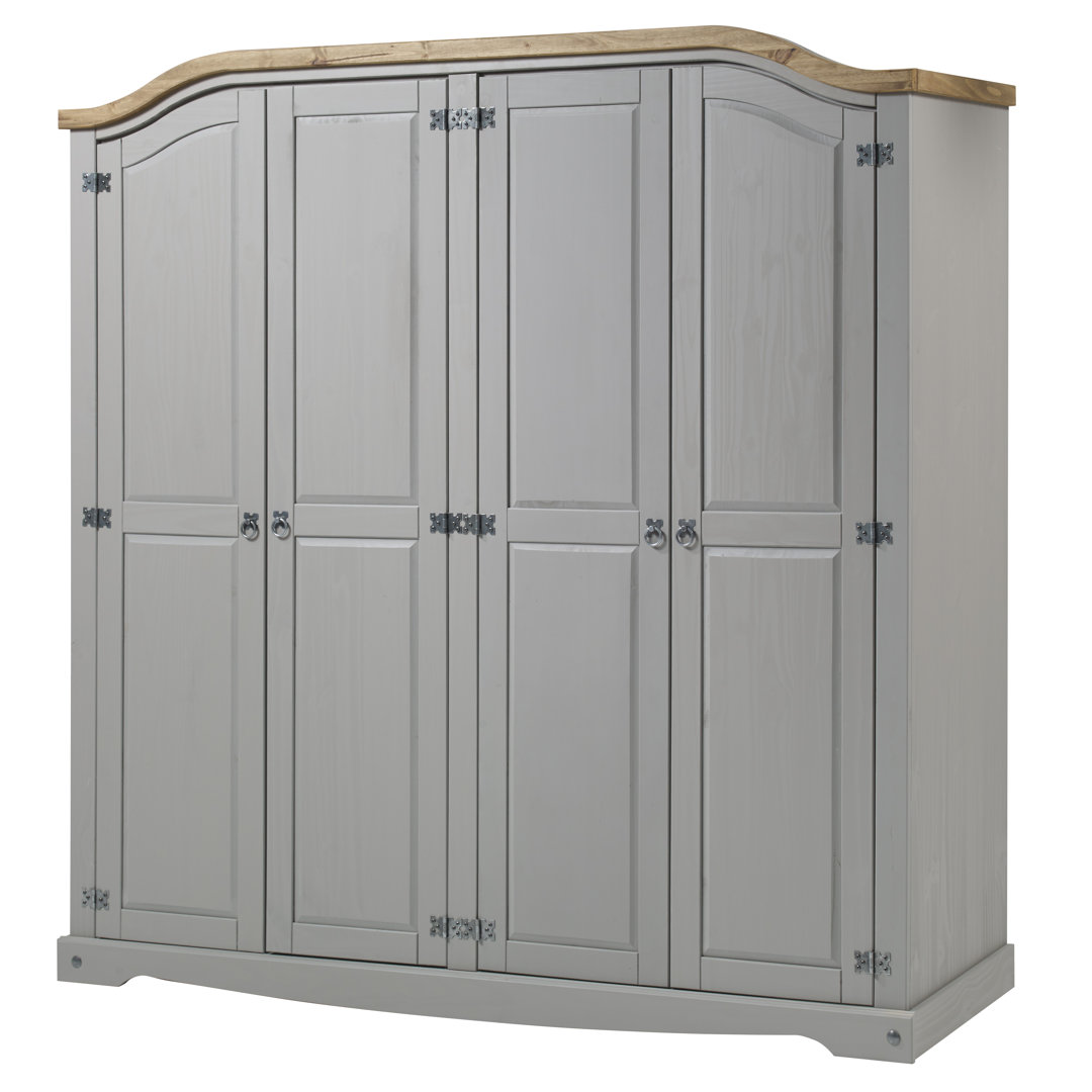 Mercers Furniture 4 Door Wardrobe Grey 190cm H X 191cm W X 51cm D